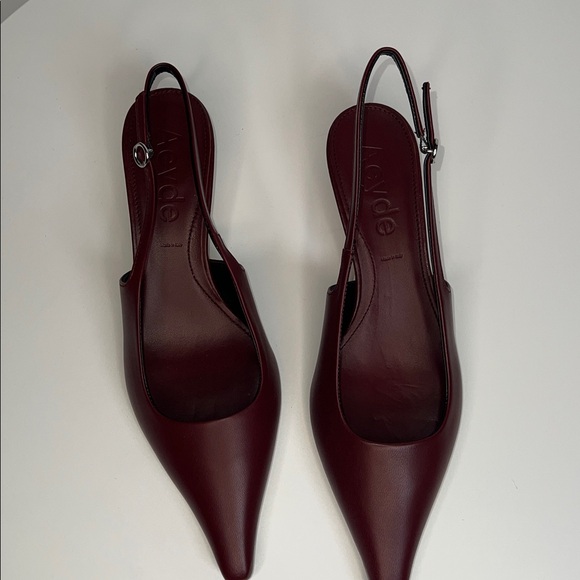 ♥️NWT AEYDE CATRINA NAPPA LEATHER SLINGBACK PUMPS IN BURGUNDY SIZE 40/US10 - Picture 9 of 15